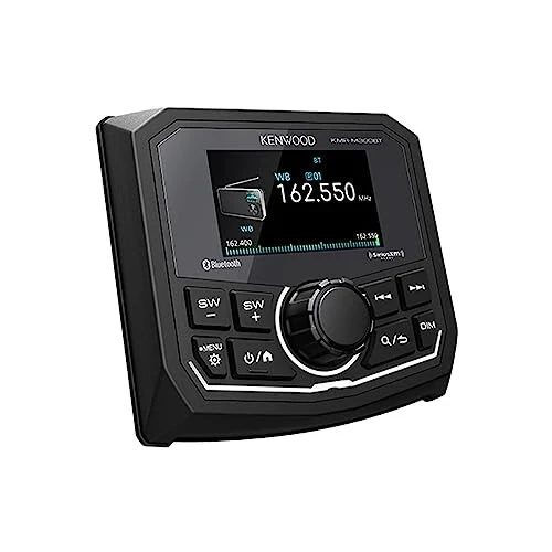 KENWOOD KMR-M300BT Marine Guage Receiver Weatherproof, 2.7 Inch LCD, Built in Amplifer, Bluetooth, Digital Media MP3 Player, No CD Player, USB Port, AM/FM/Weather Band Tuner, Rear Camera Input - 6