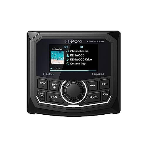KENWOOD KMR-M300BT Marine Guage Receiver Weatherproof, 2.7 Inch LCD, Built in Amplifer, Bluetooth, Digital Media MP3 Player, No CD Player, USB Port, AM/FM/Weather Band Tuner, Rear Camera Input - 1