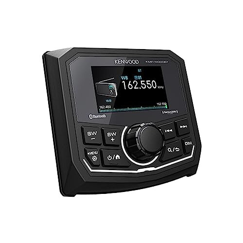 KENWOOD KMR-M300BT Marine Guage Receiver Weatherproof, 2.7 Inch LCD, Built in Amplifer, Bluetooth, Digital Media MP3 Player, No CD Player, USB Port, AM/FM/Weather Band Tuner, Rear Camera Input - 6