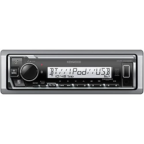KENWOOD KMR-M332BT Car & Marine Stereo - Single Din, Bluetooth Audio, USB MP3, Aux in, AM FM Radio SiriusXM Ready, Weatherproof, Multi Color Illumination - Kenwood