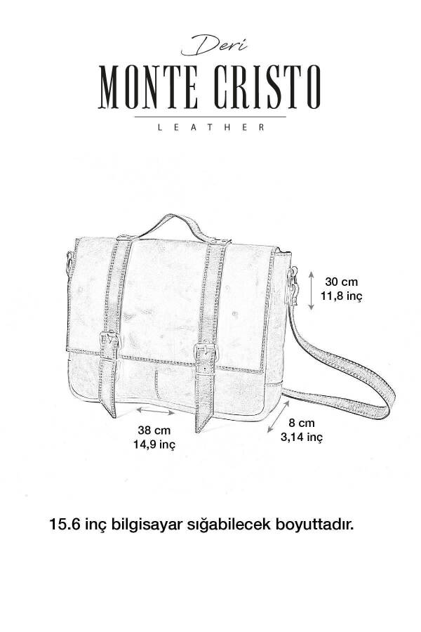 Kepler Kadın Erkek Deri Postacı/Çapraz Çanta - %100 Hakiki Deri - Bilgisayar/Evrak Çantası - 16
