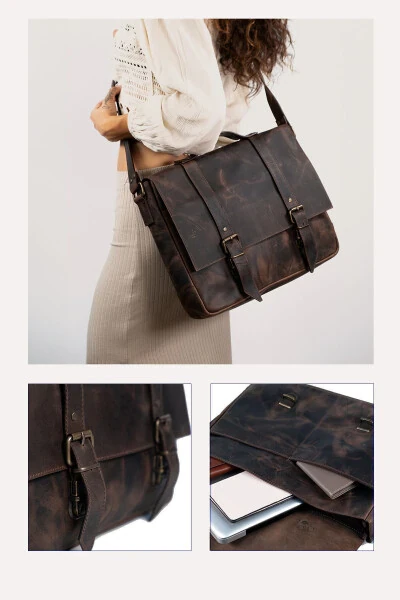 Kepler Women's & Men's Leather Messenger/Crossbody Bag - 100% Genuine Leather - Laptop/Document Bag - Modazone