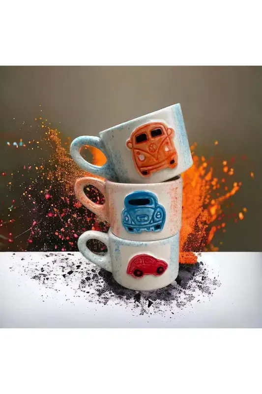 Керамическая чашка ручной работы в виде черепахи для чая, кофе, турецкого кофе, подарочная кружка - КРАСНЫЙСИНИЙОРАНЖЕВЫЙ - 1