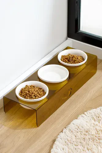 Керамическая Миска для Корма и Воды для Кошек и Собак 3 шт - КОРИЧНЕВЫЙ - MODAZONE (1)