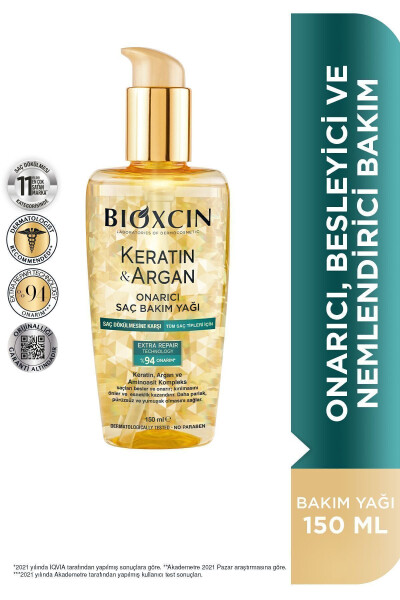 Keratin Argan Besleyici Onarıcı Saç Bakım Yağı 150 ml - Yıpranmış Ve Hassas Saçlar - 21