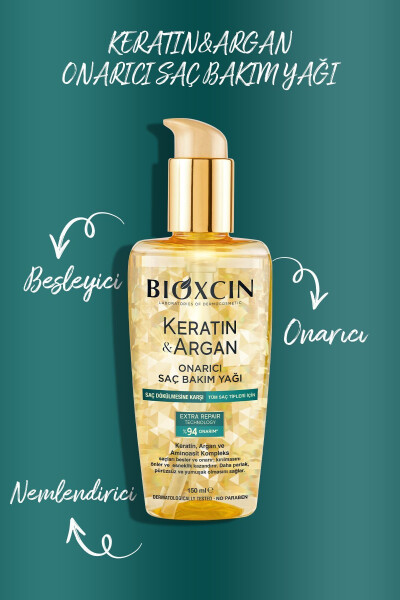 Keratin Argan Besleyici Onarıcı Saç Bakım Yağı 150 ml - Yıpranmış Ve Hassas Saçlar - 16