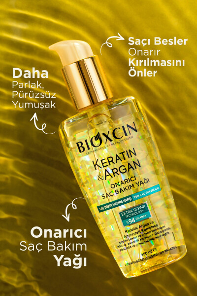 Keratin Argan Besleyici Onarıcı Saç Bakım Yağı 150 ml - Yıpranmış Ve Hassas Saçlar - 36