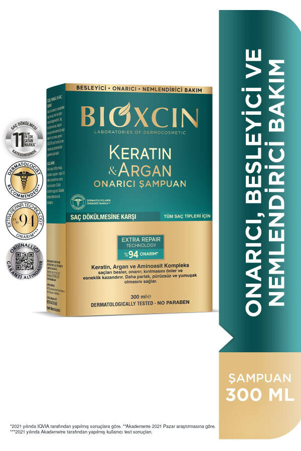 Keratin & Argan Onarıcı Bakım Şampuan 300 ml - Yıpranmış Ve Hassas Saçlar - 1