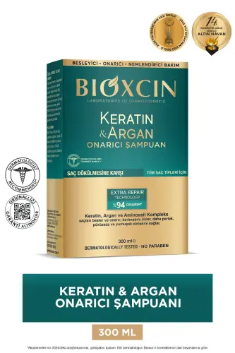 Keratin & Argan Repairing Care Shampoo 300 ml - Damaged And Sensitive Hair - BIOXCIN (1)