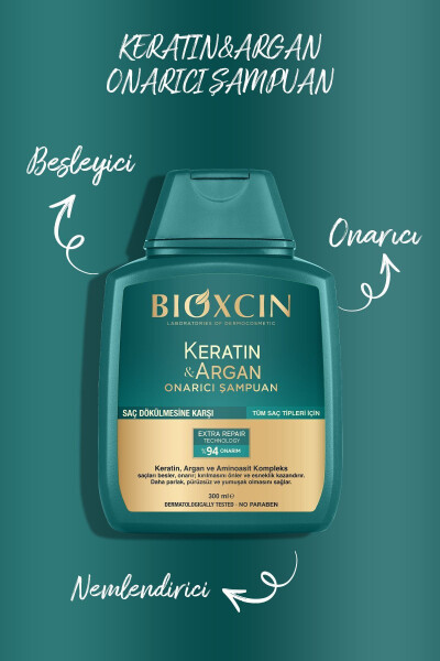 Keratin & Argan Tiklovchi Parvarish Shampo 300 ml - Shikastlangan Va Sezgir Sochlar Uchun - 25