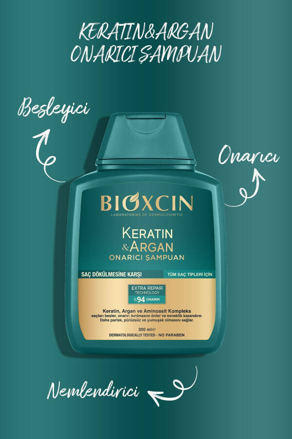 Keratin & Argan Tiklovchi Parvarish Shampo 300 ml - Shikastlangan Va Sezgir Sochlar Uchun - 25