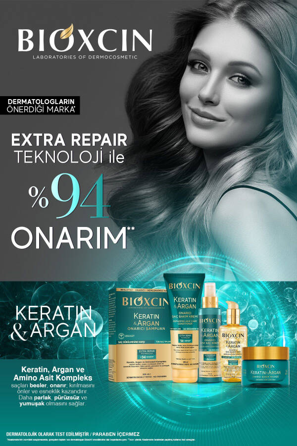 Keratin & Argan Tiklovchi Parvarish Shampo 300 ml - Shikastlangan Va Sezgir Sochlar Uchun - 8