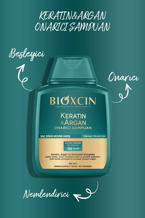 Keratin & Argan Tiklovchi Parvarish Shampo 300 ml - Shikastlangan Va Sezgir Sochlar Uchun - 33