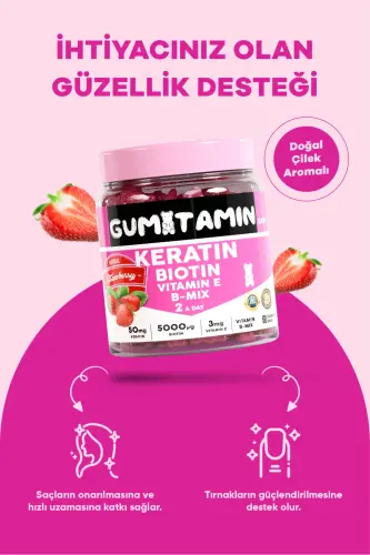 Keratin, Biotin 5000 Soch va Teri Vitamini - GUMITAMIN (1)