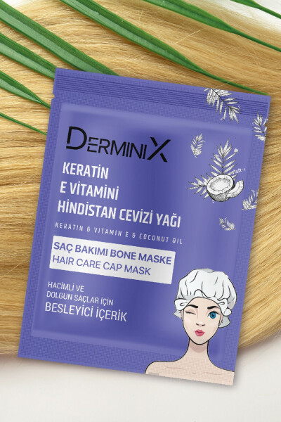 Keratin & E Vitamini & Kokos yog'i bonet soch maskasi - 5