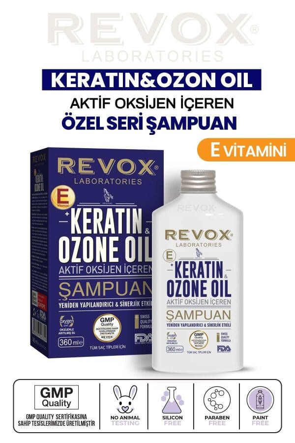 Keratin & Ozon Yağı Aktif Oksijen İçeren E Vitaminli Yeniden Yapılandırıcı Şampuan - 1