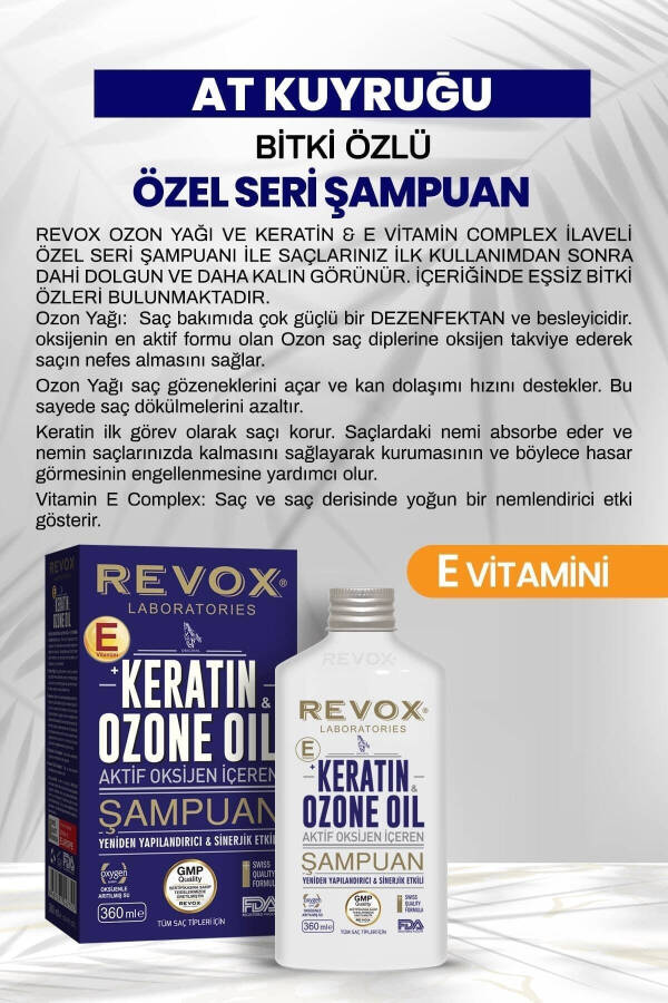 Keratin & Ozon Yog'i Faol Kislorod va E Vitamini Tarkibidagi Qayta Qurish Shampo'ni - 4