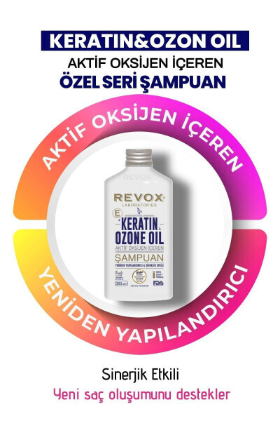 Keratin & Ozon Yog'i Faol Kislorod va E Vitamini Tarkibidagi Qayta Qurish Shampo'ni - REVOX (1)
