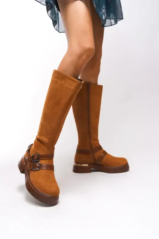 Kerrurth Women's Buckle Detail Boot 00123310 Tan Suede-Tan Suede - 3