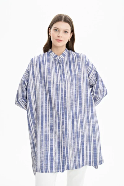 Keten Çizgili Tunik - 4