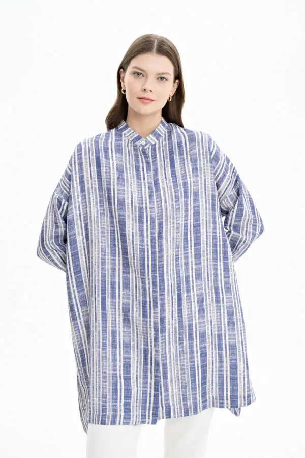 Keten Çizgili Tunik - 4