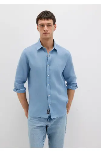 Keten Gömlek Slim Fit / Dar Kesim 0211466-70731 - Mavi-70731 