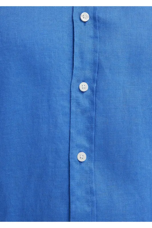 Keten Gömlek Slim Fit / Dar Kesim 0211466-81347 - Mavi-81347 - 8