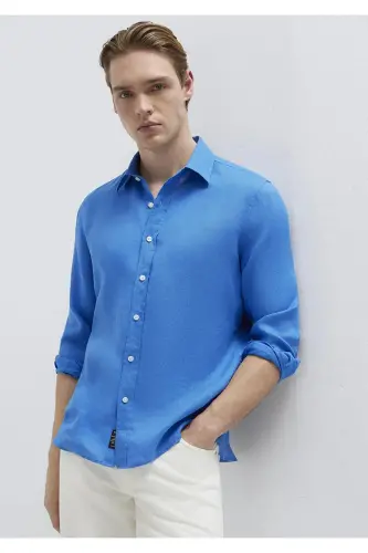 Keten Gömlek Slim Fit / Dar Kesim 0211466-81347 - Mavi-81347 
