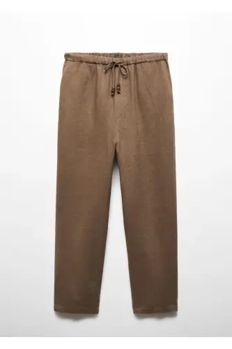 Keten jogger pantolon - Orta Kahverengi - 3
