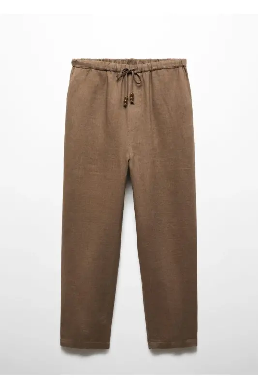Keten jogger pantolon - Orta Kahverengi - 3