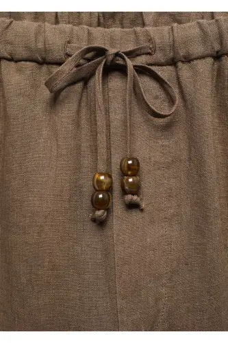Keten jogger pantolon - Orta Kahverengi - 5