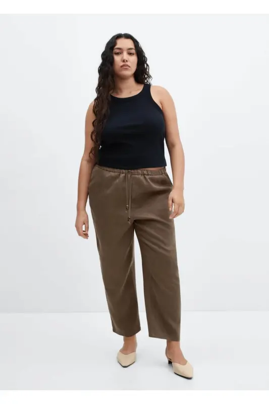 Keten jogger pantolon - Orta Kahverengi - 6