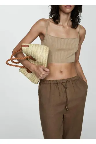 Keten jogger pantolon - Orta Kahverengi - 7