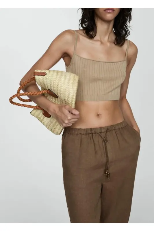 Keten jogger pantolon - Orta Kahverengi - 7