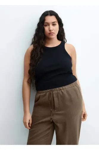 Keten jogger pantolon - Orta Kahverengi - 8