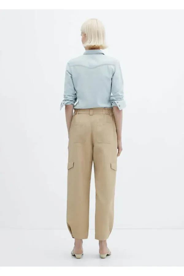 Keten kargo pantolon - 4