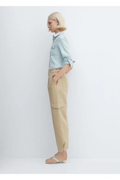 Keten kargo pantolon - 7