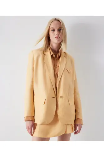 Keten Karışımlı Blazer - Turuncu - 1