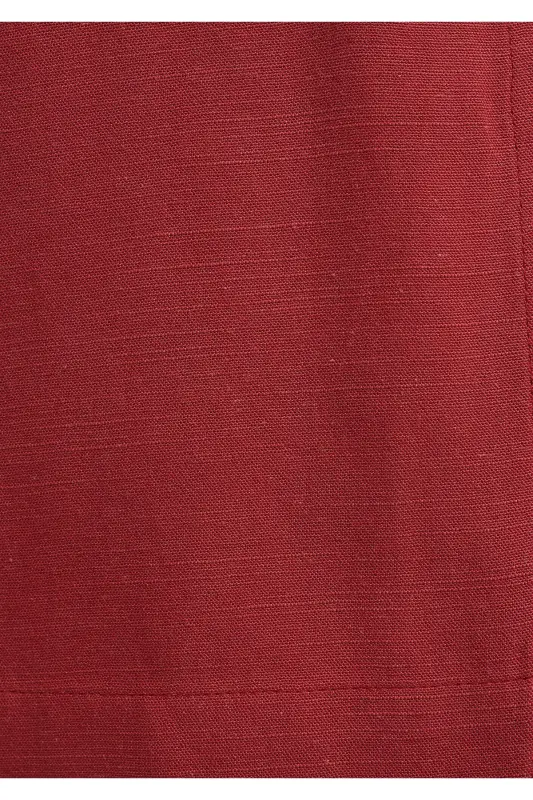 Keten Karışımlı Bordo Gömlek Loose Fit / Bol Rahat Kesim 1211090-91507 - Bordo - 7