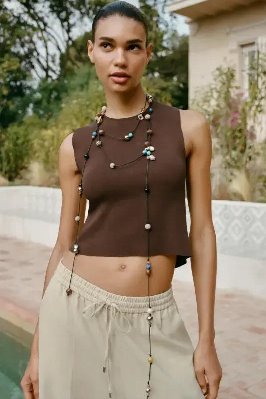 KETEN KARIŞIMLI DÜZ KESİM PANTOLON-Açık bej - 2