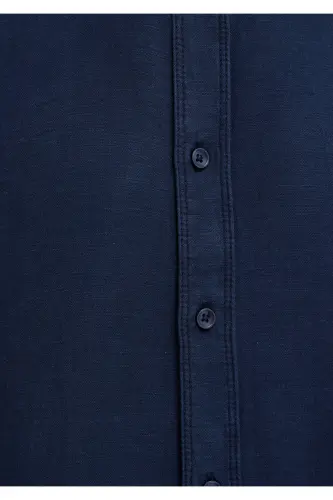 Keten Karışımlı Lacivert Tencel TM Liyosel Gömlek Regular Fit / Normal Kesim 0211482-70490-Lacivert - 7