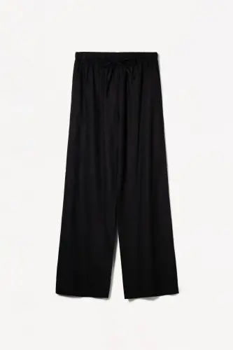 Beli lastikli pantolon - Siyah - 4