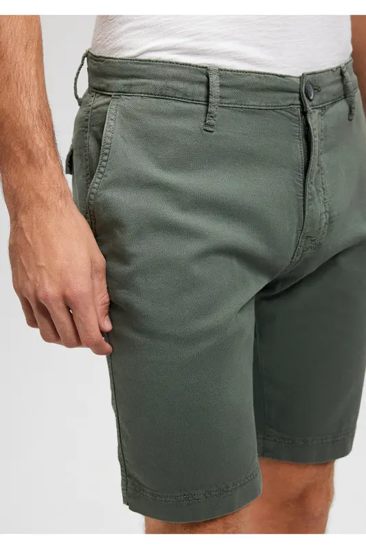 Keten Karışımlı Yeşil Chino Şort 0436187704 - Yeşil-87704 - 5