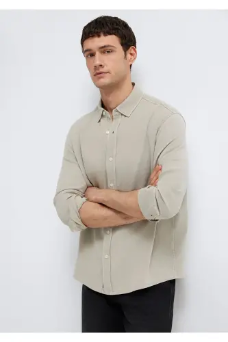 Keten Karışımlı Yeşil Tencel TM Liyosel Gömlek Regular Fit / Normal Kesim 0211482-70333-Yeşil - 1