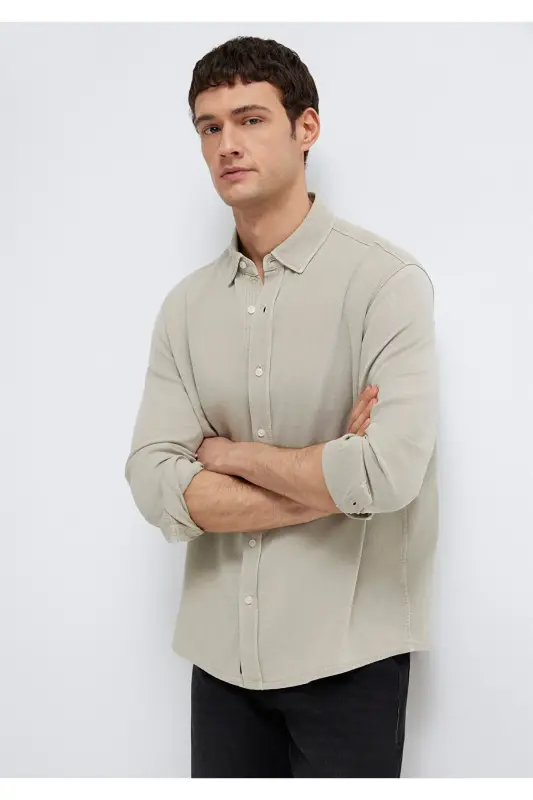 Keten Karışımlı Yeşil Tencel TM Liyosel Gömlek Regular Fit / Normal Kesim 0211482-70333-Yeşil - 1