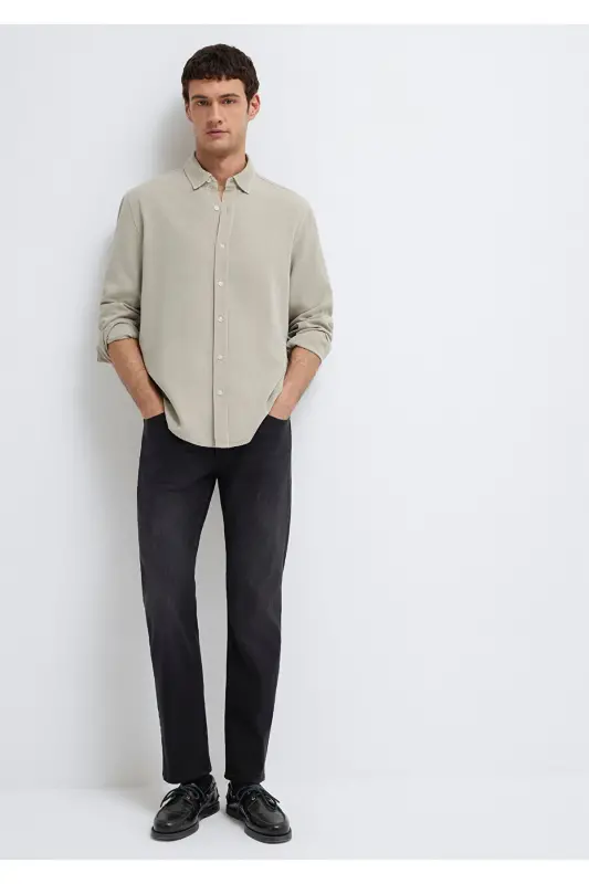 Keten Karışımlı Yeşil Tencel TM Liyosel Gömlek Regular Fit / Normal Kesim 0211482-70333-Yeşil - 2