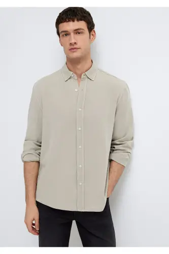 Keten Karışımlı Yeşil Tencel TM Liyosel Gömlek Regular Fit / Normal Kesim 0211482-70333-Yeşil - 3