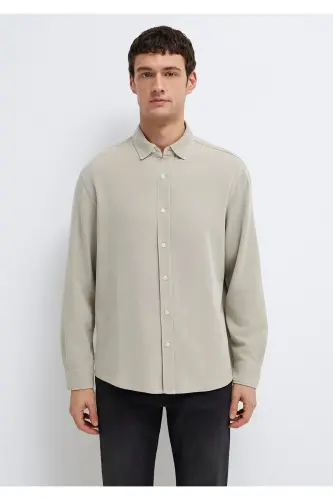 Keten Karışımlı Yeşil Tencel TM Liyosel Gömlek Regular Fit / Normal Kesim 0211482-70333-Yeşil - 4