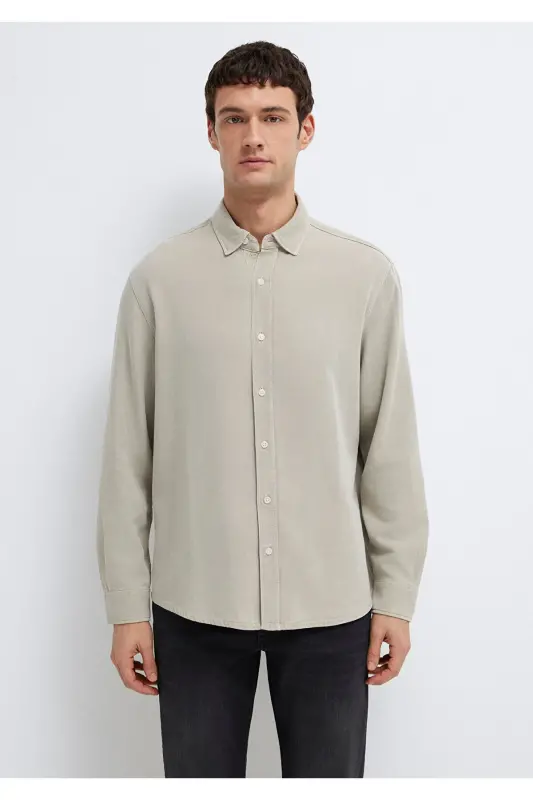 Keten Karışımlı Yeşil Tencel TM Liyosel Gömlek Regular Fit / Normal Kesim 0211482-70333-Yeşil - 4