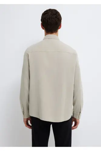 Keten Karışımlı Yeşil Tencel TM Liyosel Gömlek Regular Fit / Normal Kesim 0211482-70333-Yeşil - 6